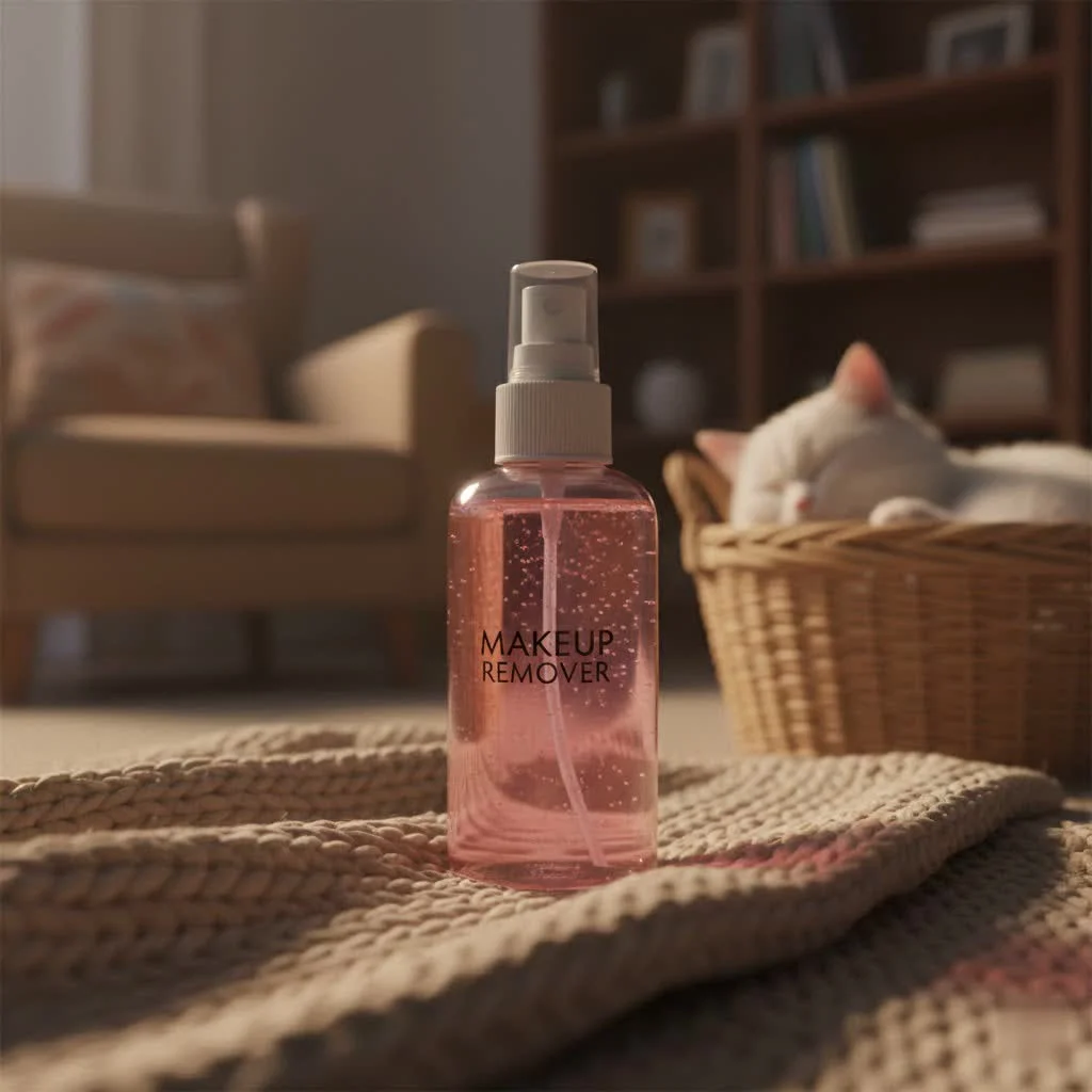 Garnier Micellar Water bottle with cotton pads
