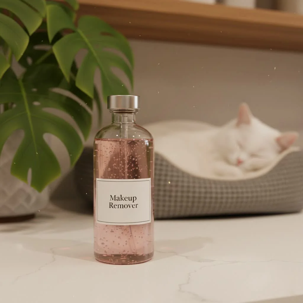 Bioderma micellar water bottle with pink cap